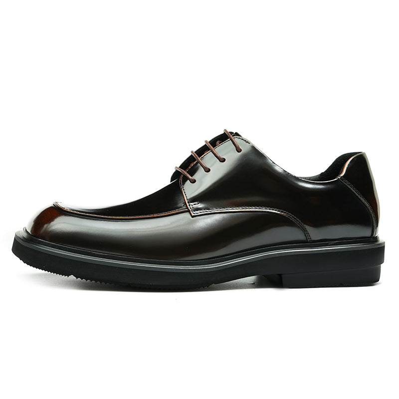 Zapatos Derby de piel de becerro para hombre, zapatos de cuero con punta grande brillante