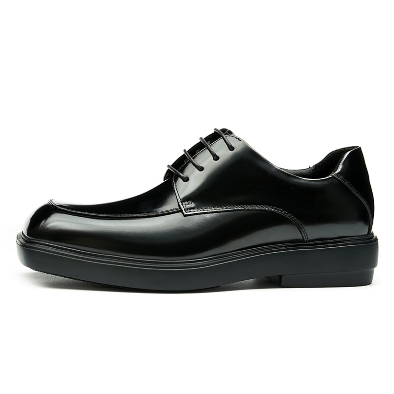 Zapatos Derby de piel de becerro para hombre, zapatos de cuero con punta grande brillante