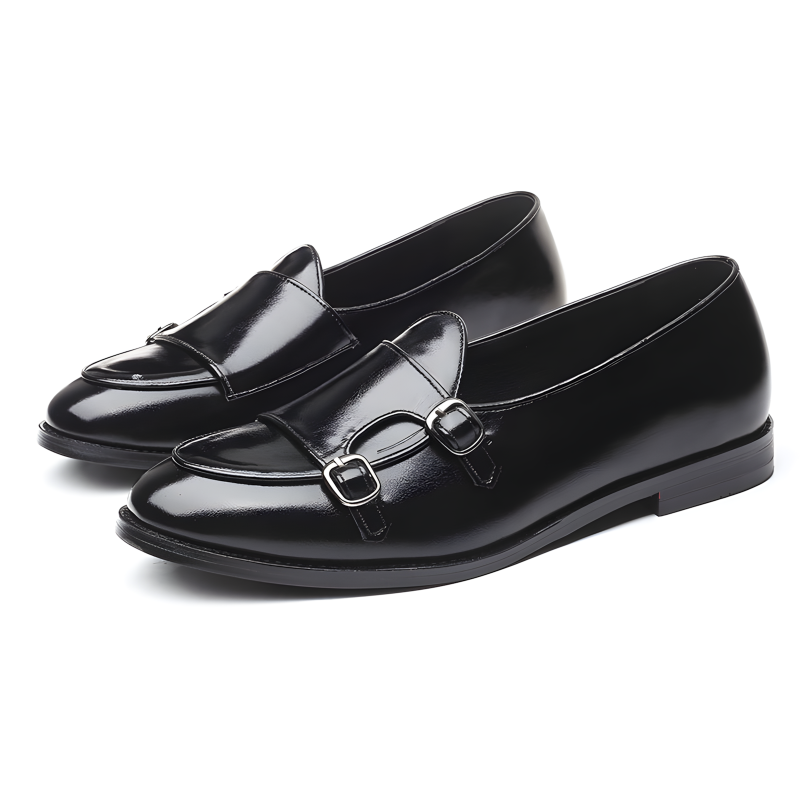 Men's Double Monk Strap Loafers with Gradient Leather Finish