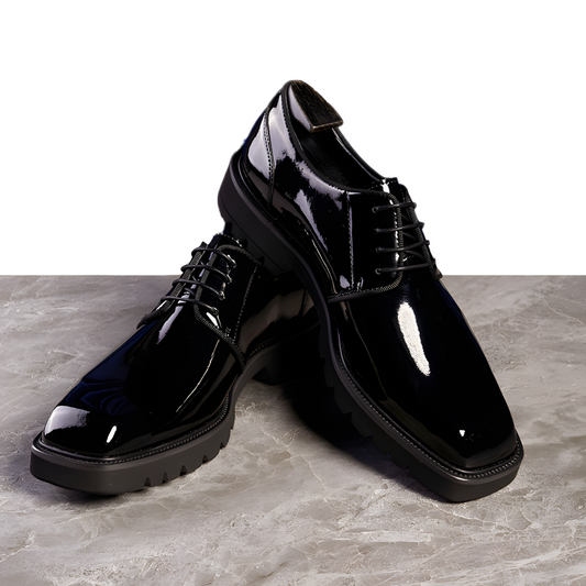 Men's Patent Leather Derby Shoes Sleek & Stylish Formal Footwear