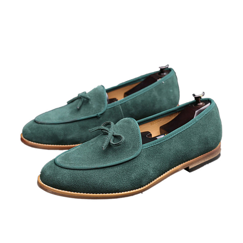 Men's Suede Bow Loafers Casual Elegance in Every Step