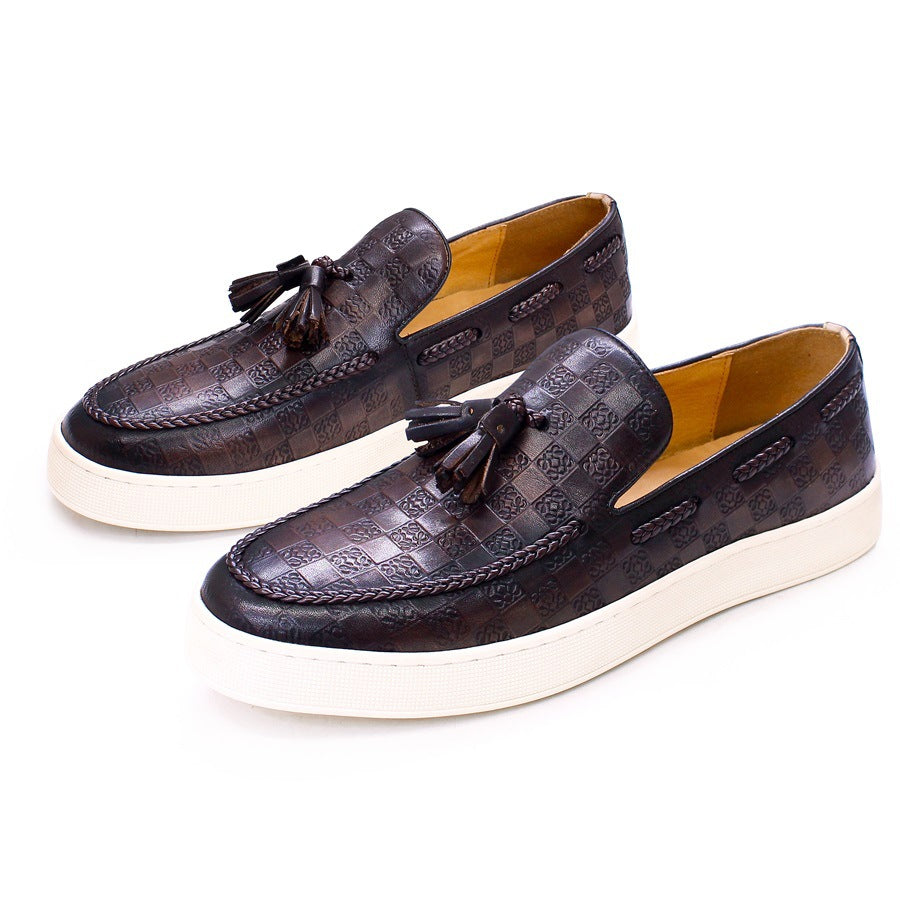 Men's Tassel Loafers Embossed with Braided Detailing