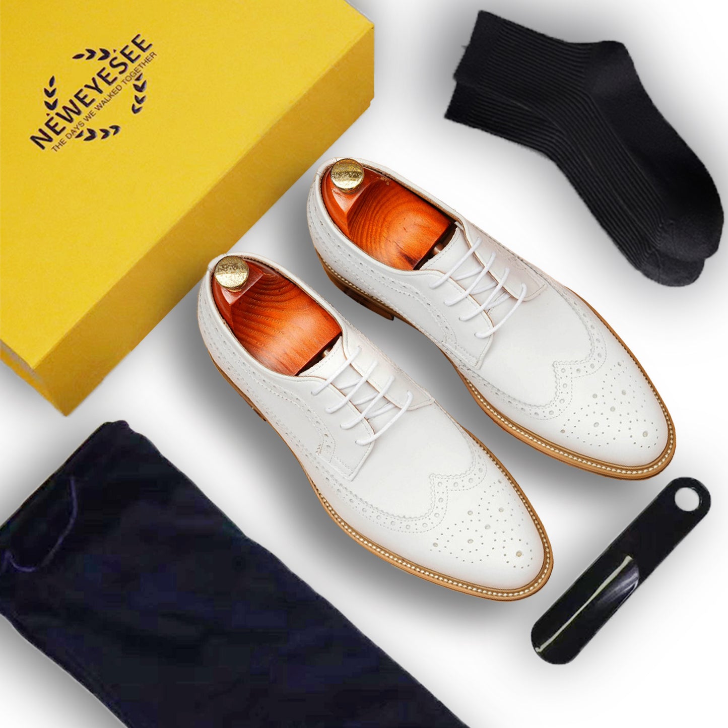 Men’s White Wingtip Brogues Classic & Stylish